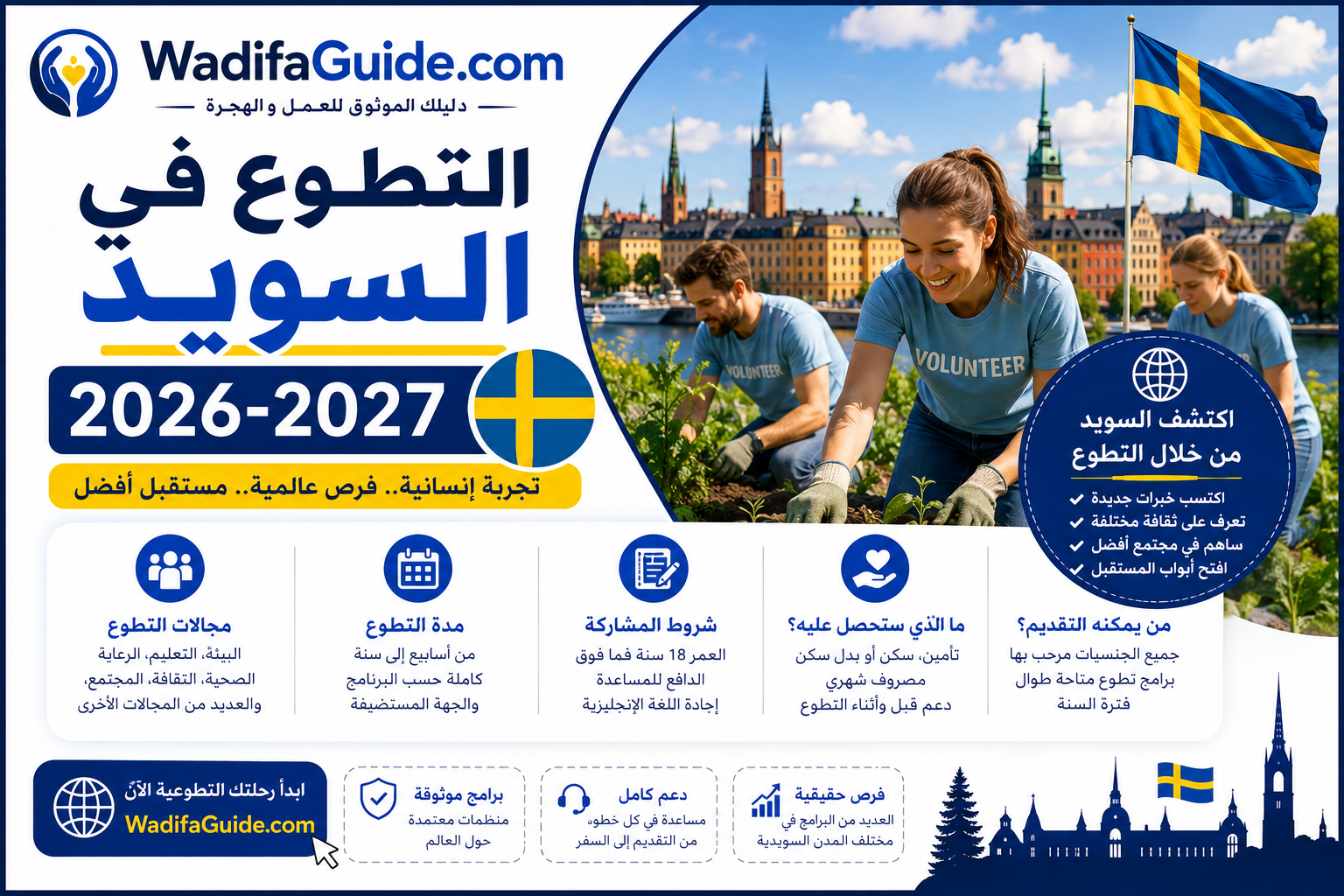 التطوع في السويد 2026-2027 مع Rapatac: فرصة ممولة تشمل السكن المجاني، المصروف الشهري، التدريب، والعمل مع الأطفال والشباب لمدة 12 شهراً.